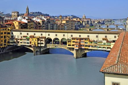 意大利，佛罗伦萨，老桥，河，建筑物，桥，美丽