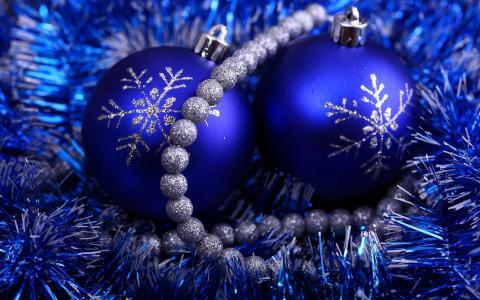珠，蓝色的球，圣诞玩具