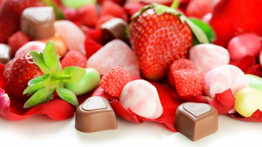 草莓，糖果，糖果，巧克力