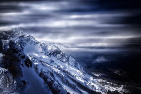 路，雪，天空，山，Oksana Klimenkova