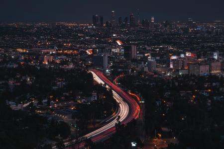 洛杉矶，城市，灯光，晚上