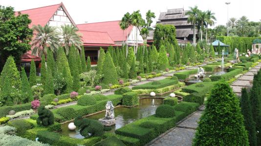 泰国，花园，喷泉，雕塑家