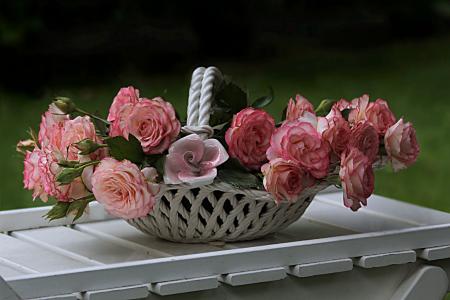 表，板，花瓶，鲜花，玫瑰