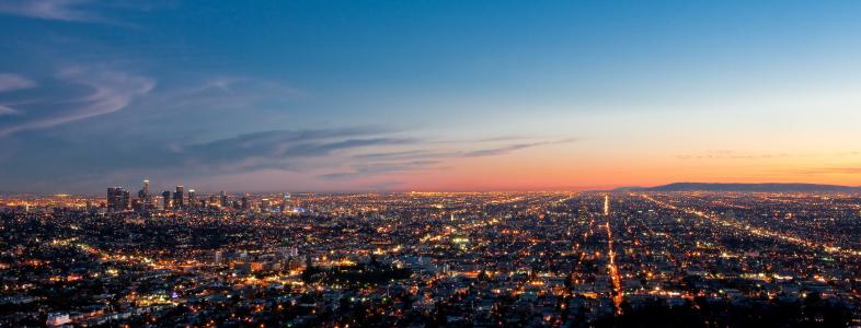 洛杉矶，晚上灯光，全景