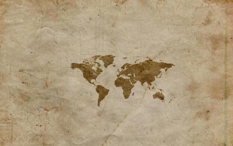 地图，世界，纸