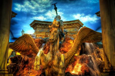 凯撒宫，拉斯维加斯，喷泉，飞马座