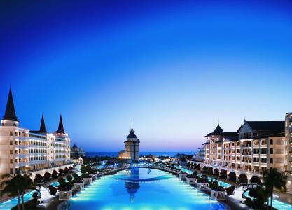 土耳其，酒店，建筑，城市，游泳池，天空，晚上