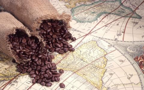 地图集，咖啡豆，咖啡，袋子