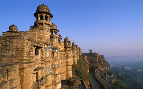 印度，墙壁，寺庙，悬崖，岩石，城堡