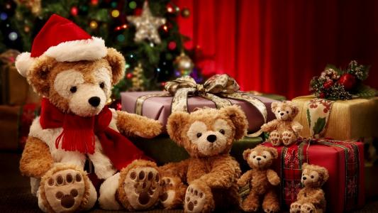新的一年，礼物，玩具，圣诞节，枞树