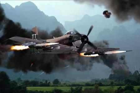 a-skyraider-1，航空，3d，v-graphic，战斗，空气