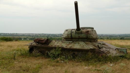 坦克，废弃，废弃坦克，t-34，草