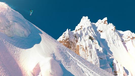 滑雪板，极端，体育，冬季，山，雪，飞行，美丽，超级照片