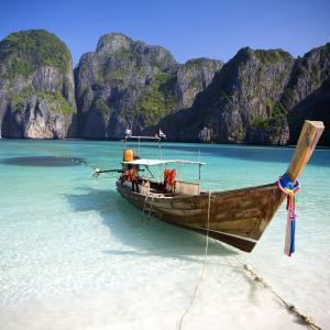 泰国，山，热带地区，船，船