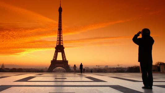 天空，法国，巴黎，云，法国，日落，晚上，巴黎