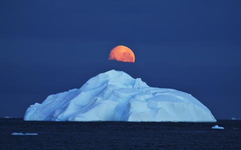 南极洲，月亮，冰山，性质，冬天