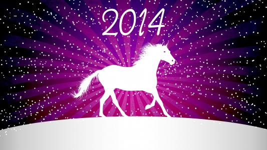 2014年，马，新的一年，载体，极简主义，雪，冬天，冷