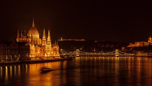 城市，夜晚，人造，布达佩斯，布达佩斯