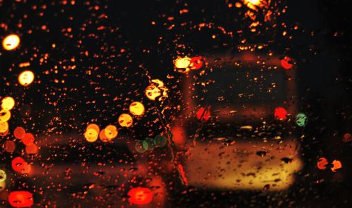 街道，城市，晚上，雨，灯，路