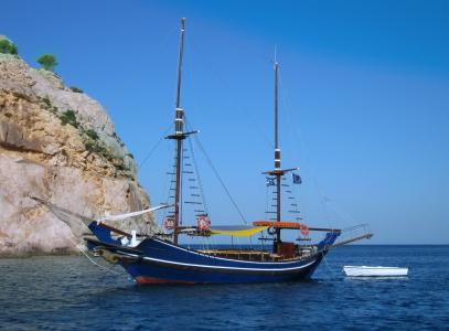 希腊，地中海，帆船