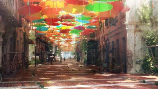 街道，城市，美丽，创意，遮阳伞