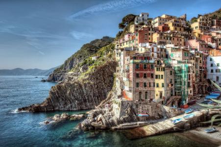 海岸，意大利，意大利，里奥马焦雷，景观，建筑，岩石