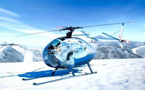 直升机，冬天，山，雪