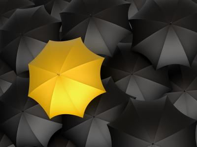 雨伞，黑色，黄色