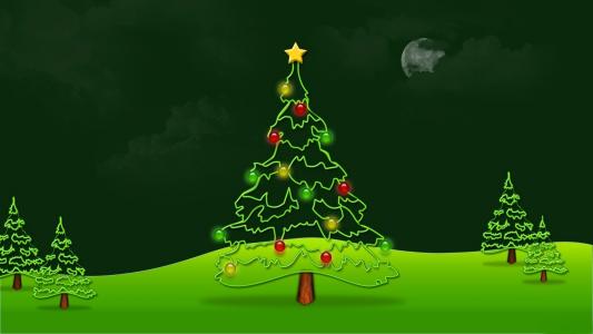 新年，假期，毛皮树，云杉，圣诞树，绿色，球，圣诞装饰品，壁纸，宽屏，全屏，宽屏，高清壁纸，背景，壁纸