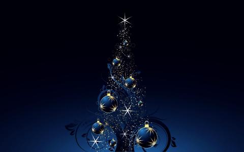 圣诞树，新年，假期，新的一年，星星，火花，光，光辉