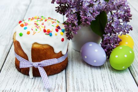 假期，复活节，复活节蛋糕，烘烤，鲜花，丁香，鸡蛋，krashenki