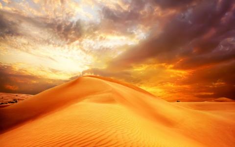 沙，巴尔汗，云，沙漠