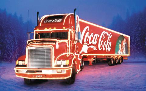 可口可乐，卡车，拖拉机，卡车，新的一年，灯