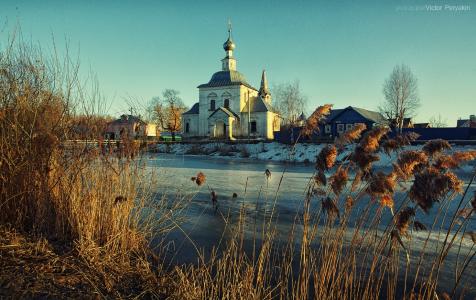 教堂，河，冰，甘蔗，照片，维克托Periakin