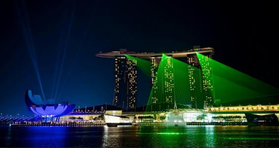 新加坡，城市，表演，美女，水，夜晚，灯光，灯光，美女，路堤