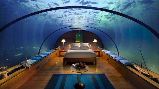 马尔代夫，度假村，休息，房间，床，灯，天花板，水，家具，美容