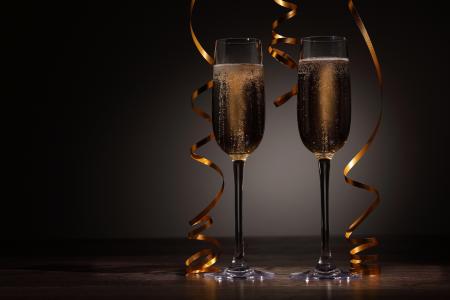 香槟，蛇纹石，新年，假期，眼镜