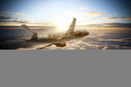 空中客车A300，航空快速喷气，飞机，航空，天空，太阳，云，航空班轮