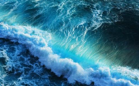 波，海洋，照片，蓝色背景