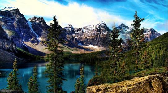 自然，山，雪，景观，冰Lake湖