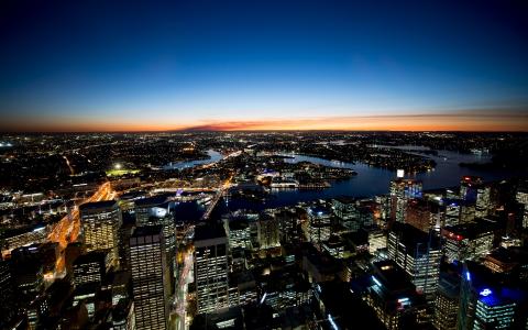 城市，天空，悉尼，天际线，澳大利亚，日落，悉尼