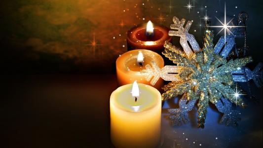 新的一年，圣诞节，明星，蜡烛
