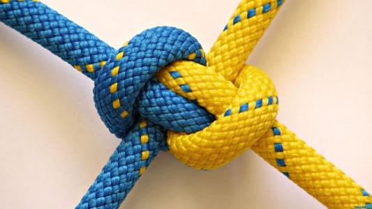 节点，绳索，乌克兰，在一起，永远，永远，蓝色，黄色
