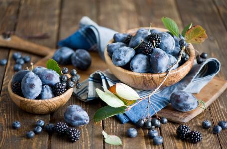 黑莓，李子，蓝莓，蓝莓，浆果，水果