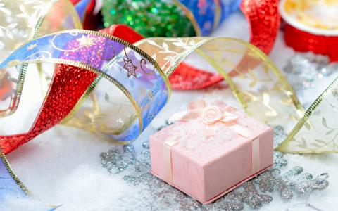礼物，节日，礼物，粉红色，新年，新年快乐