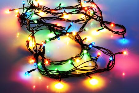 圣诞树装饰，花环，发光二极管