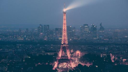 埃菲尔，巴黎，法国，光，晚上，欧洲