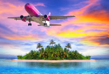 飞机，海洋，岛屿