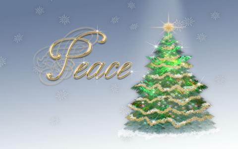 世界，新的一年，毛皮树，假期，圣诞节，雪花