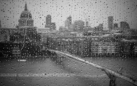黑色，壁纸，照片，雨，玻璃，滴，城市，白色
